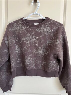 Zara  Dusty Mauve Speckled Cropped Sweatshirt Girl’s Size